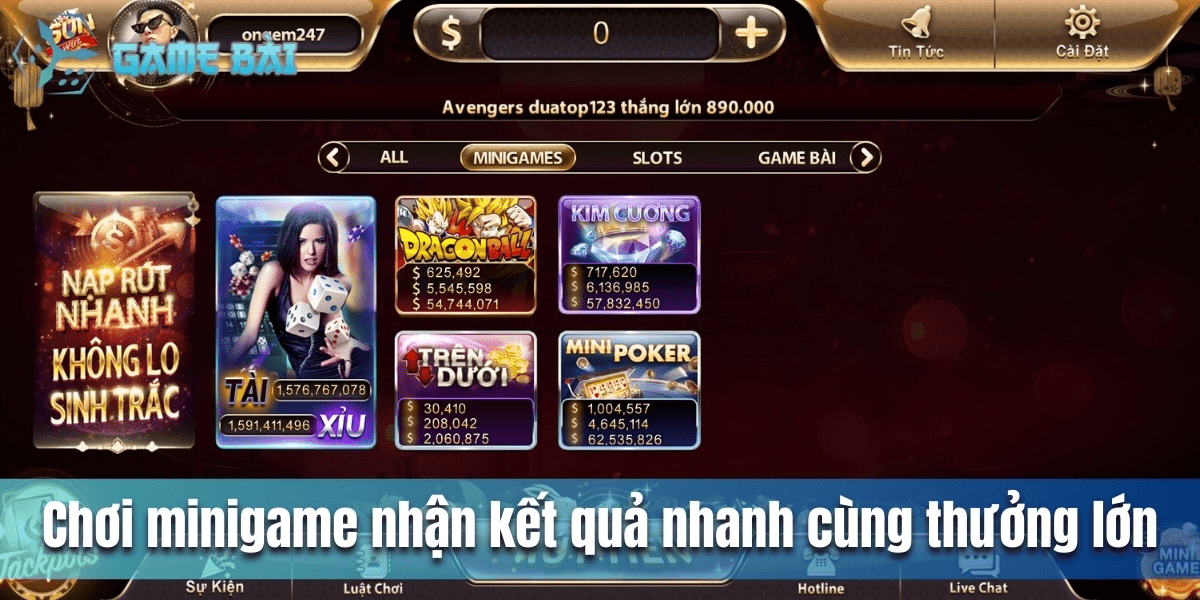 Chơi minigame nhận kết quả nhanh cùng thưởng lớn