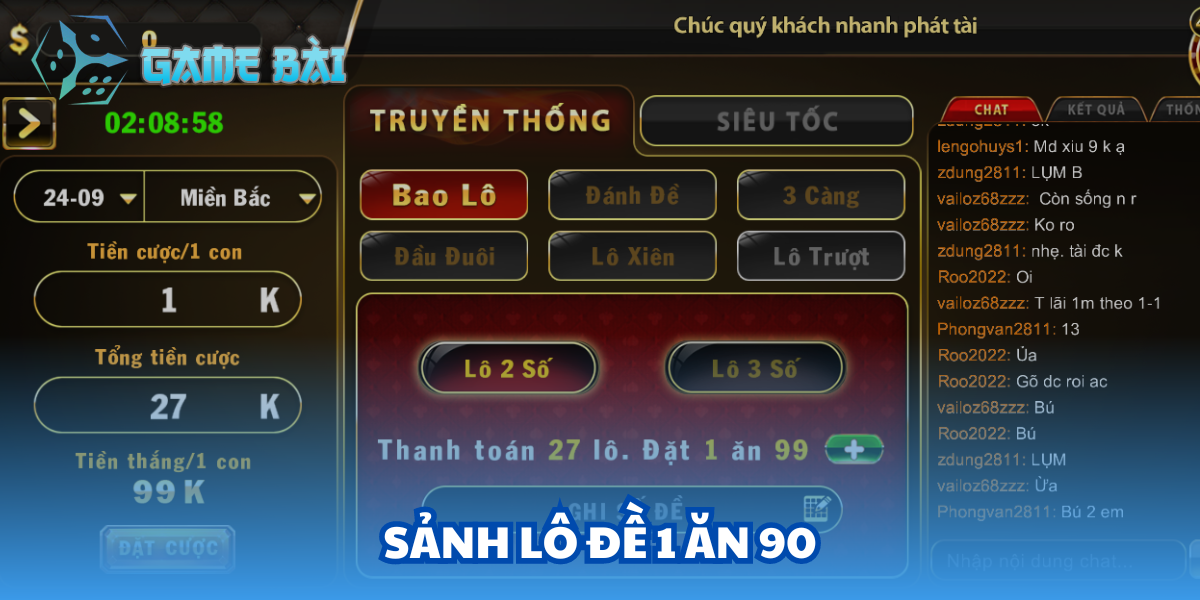 Sảnh lô đề 1 ăn 90