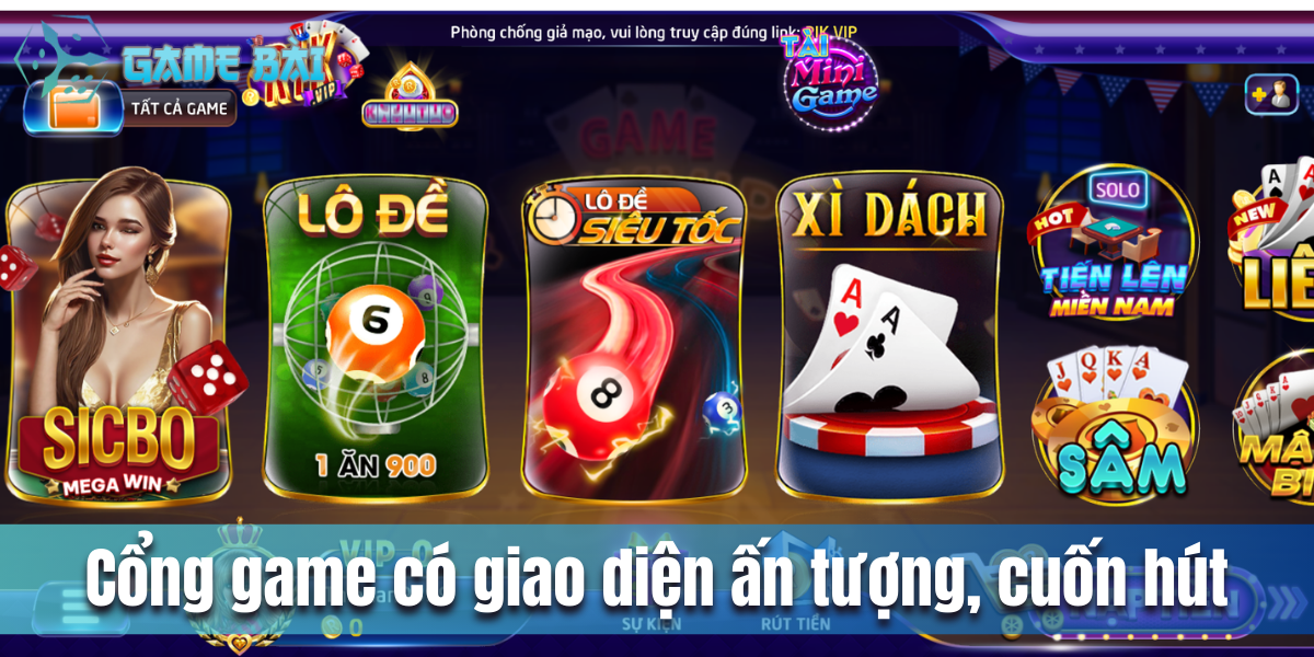 Cổng game có giao diện ấn tượng, cuốn hút