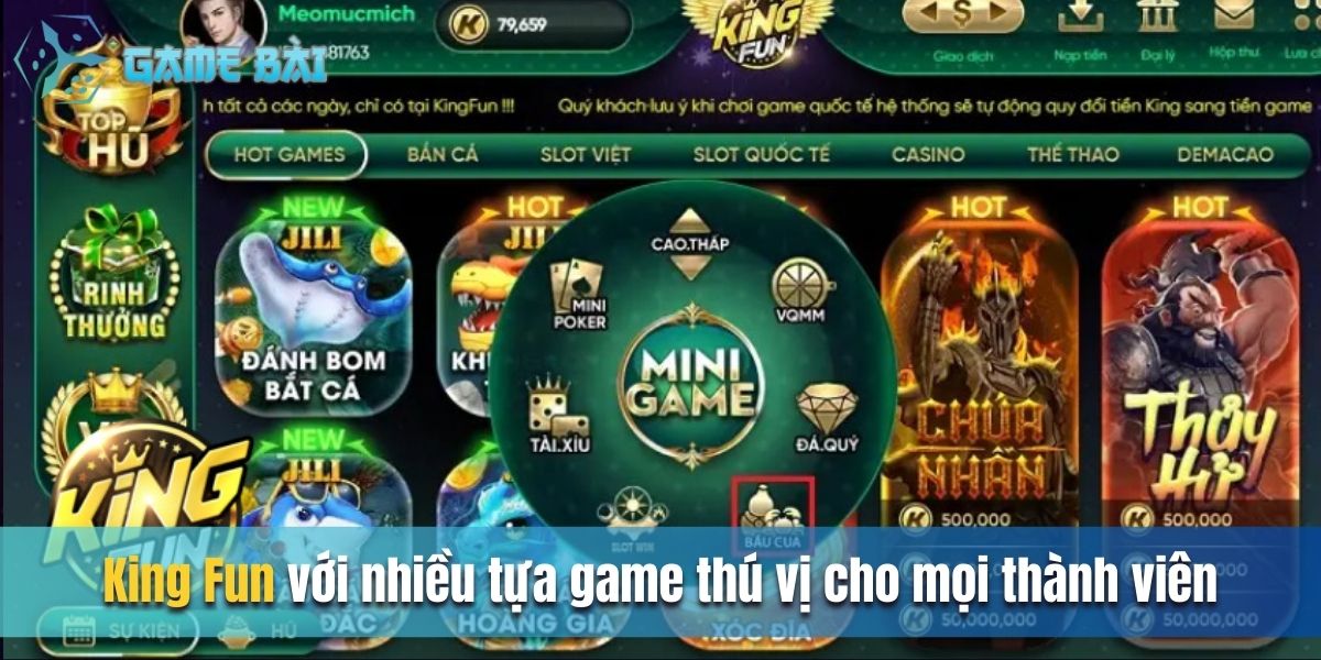 Sân chơi đa dạng các tựa game thú vị dành cho mọi thành viên