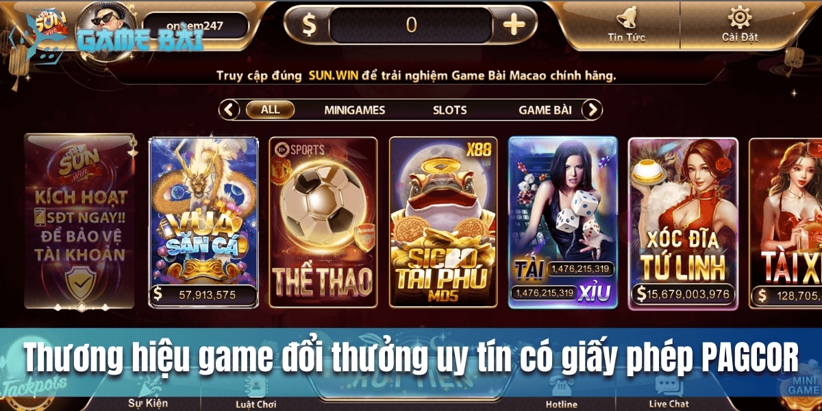 Thương hiệu game đổi thưởng uy tín có giấy phép PAGCOR