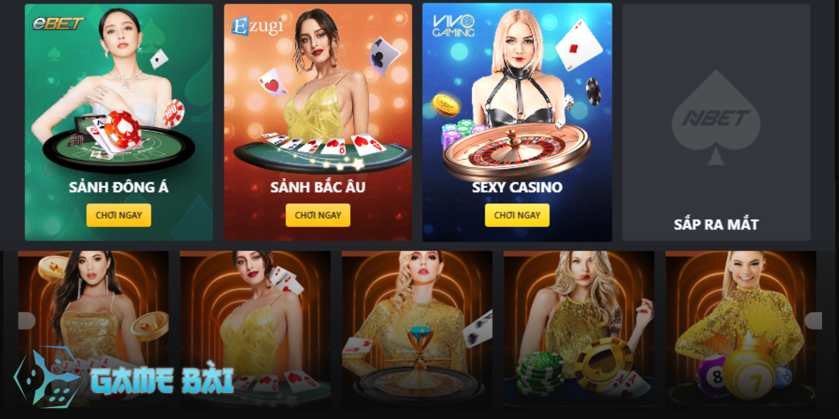 Sảnh live casino với các dealer xinh đẹp